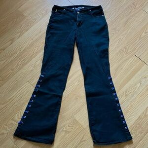 Mudd Black Wide Leg Pants with Blue Accents